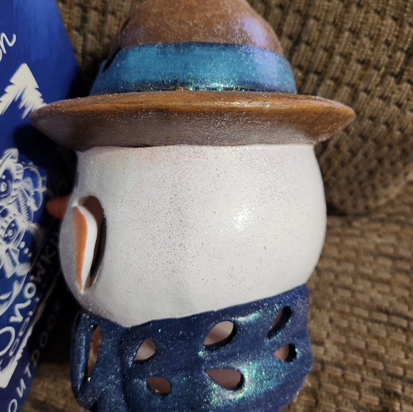 Vtg Elaine Thompson Snowman Lantern Snowkins Collection Ceramic Candle 1999 NCE - Picture 8 of 11